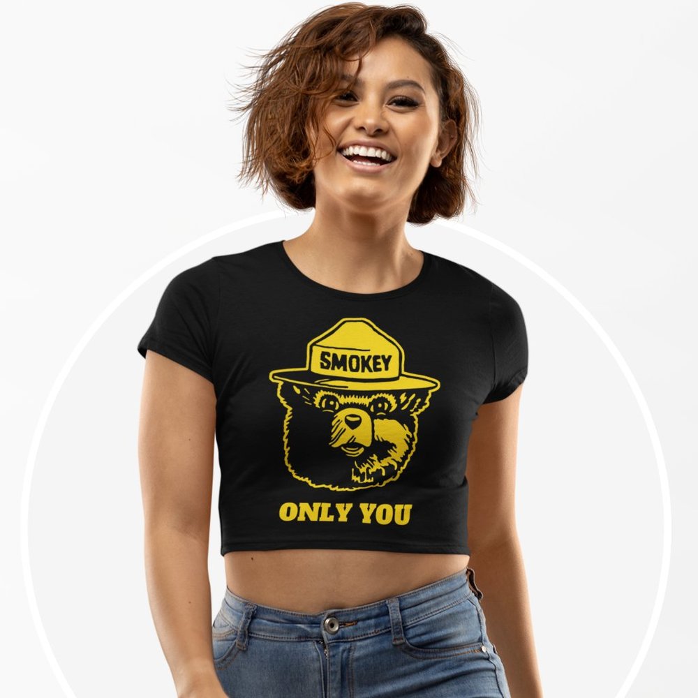 Only You Black Graphic Crop Top